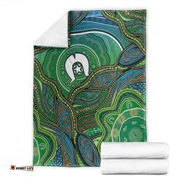 Torres Strait Islands Blanket Indigenous Ocean Wave Dot Green Color TS04