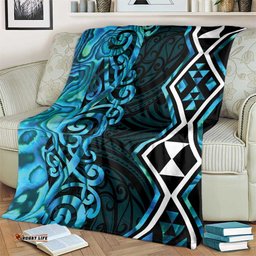Turquoise Aotearoa Blanket Taniko Motifs With Paua Shell Kowhaiwhai LT14
