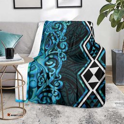 Turquoise Aotearoa Blanket Taniko Motifs With Paua Shell Kowhaiwhai LT14