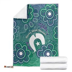 Sea Turtle Torres Strait Islands Blanket Pacific Indigenous Australian Oceanic Dot Art TS04