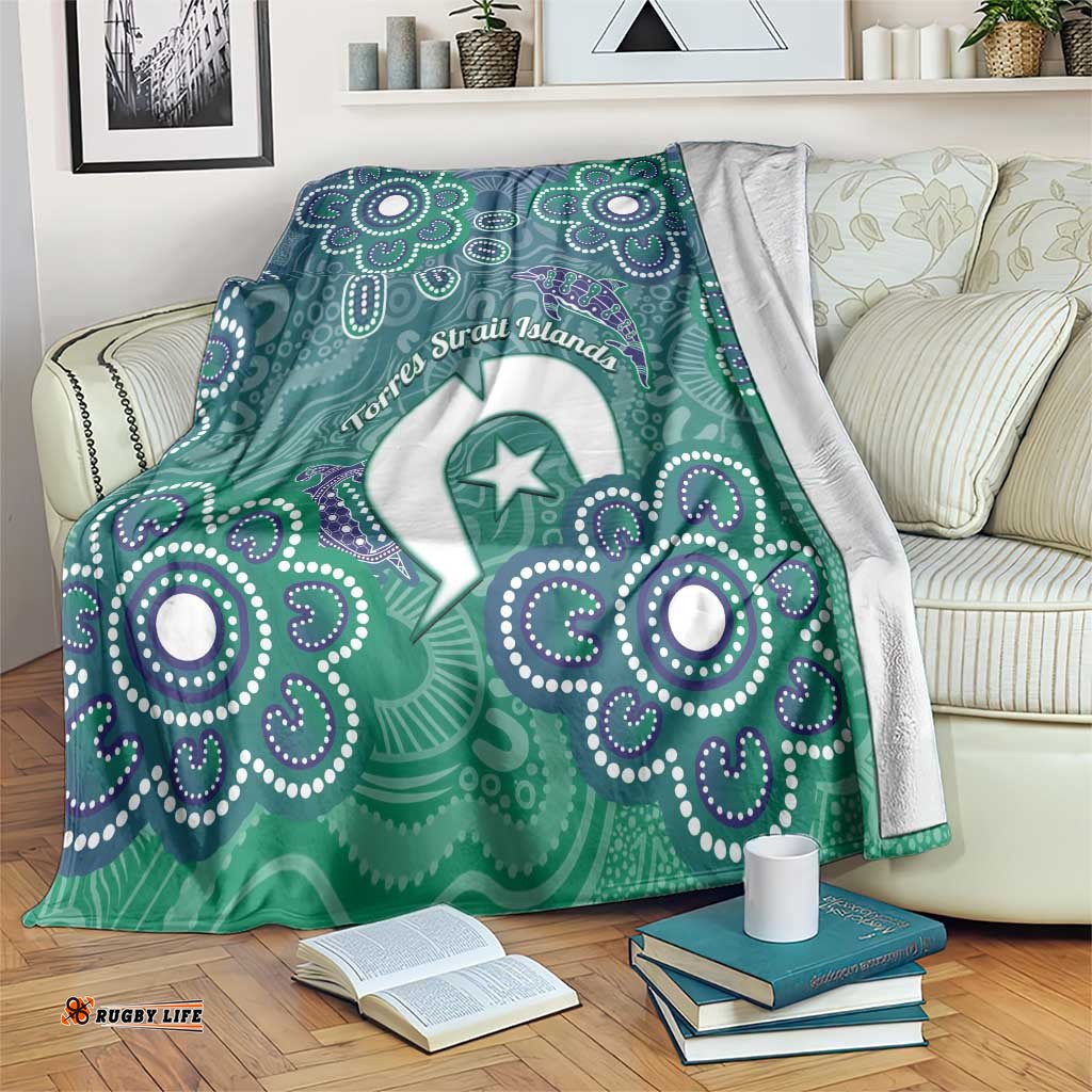 Sea Turtle Torres Strait Islands Blanket Pacific Indigenous Australian Oceanic Dot Art TS04