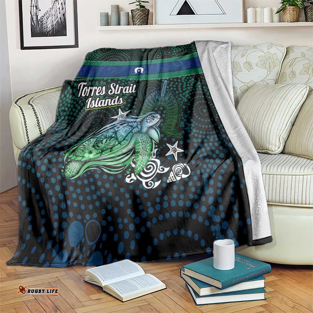 Torres Strait Islands Sea Turtle and Dhari Blanket Oceanic Indigenous Dotwork Tribal Illustration TS04