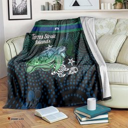 Torres Strait Islands Sea Turtle and Dhari Blanket Oceanic Indigenous Dotwork Tribal Illustration TS04