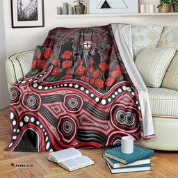 St Kilda Saints ANZAC Day Blanket Indigenous Dot Art with Poppy Flower Tribute TS04
