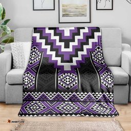 Purple Taniko Pattern Aotearoa Blanket Niho Taniwha Mix Poutama LT14