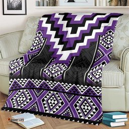 Purple Taniko Pattern Aotearoa Blanket Niho Taniwha Mix Poutama LT14