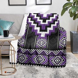 Purple Taniko Pattern Aotearoa Blanket Niho Taniwha Mix Poutama LT14