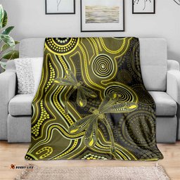Yellow Indigenous Dragonfly Australia Blanket Aboriginal Art LT14