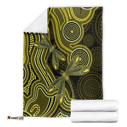 Yellow Indigenous Dragonfly Australia Blanket Aboriginal Art LT14