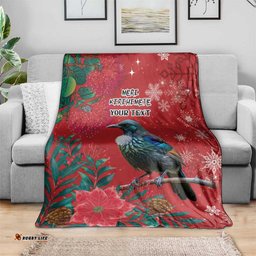 Tui Meri Kirihimete Personalised Blanket Pohutukawa Flowers Red Motif LT9
