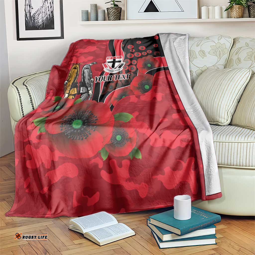 St Saints ANZAC Personalised Blanket Lest We Forget Poppy Camo LT9