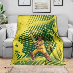 Custom Australia Cricket Blanket Aussie Baggy Greens - Kangaroo Mascot Style LT14