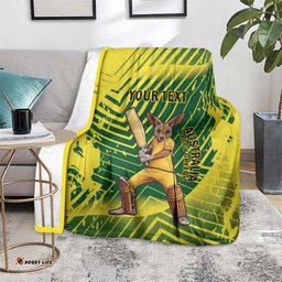 Custom Australia Cricket Blanket Aussie Baggy Greens - Kangaroo Mascot Style LT14