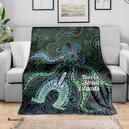 Torres Strait Islands Blanket Indigenous Australian Marine Tribal Dot Art TS04