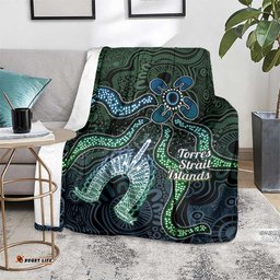 Torres Strait Islands Blanket Indigenous Australian Marine Tribal Dot Art TS04