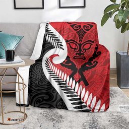 Silver Fern Koru Swirls with Maori Ta Moko Blanket LT9