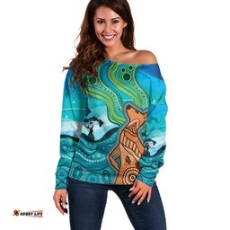 Aussie Aurora Borealis Aboriginal Art Off Shoulder Sweater LT7