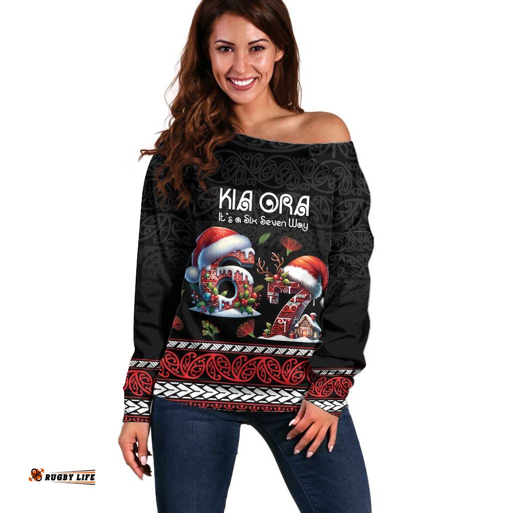 Aotearoa Six Seven Personalized Off Shoulder Sweater New Zealand Funny Christmas LT9