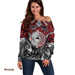 Aotearoa and Australia Off Shoulder Sweater New Zealand Honour The Treaty Ake!Ake!Ake! LT9