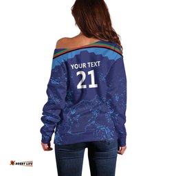 Afghan Atalans Cricket Custom Off Shoulder Sweater Afghanistan Map with Sporty Style LT9
