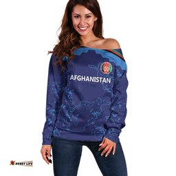 Afghan Atalans Cricket Custom Off Shoulder Sweater Afghanistan Map with Sporty Style LT9