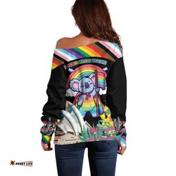 Aussia Pride Month Rainbow Koala Off Shoulder Sweater LT9