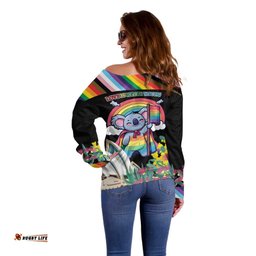Aussia Pride Month Rainbow Koala Off Shoulder Sweater LT9