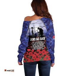 ANZAC Day Off Shoulder Sweater Lest We Forget DT05