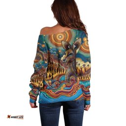 Aboriginal Dreamtime Stories Land Off Shoulder Sweater LT9