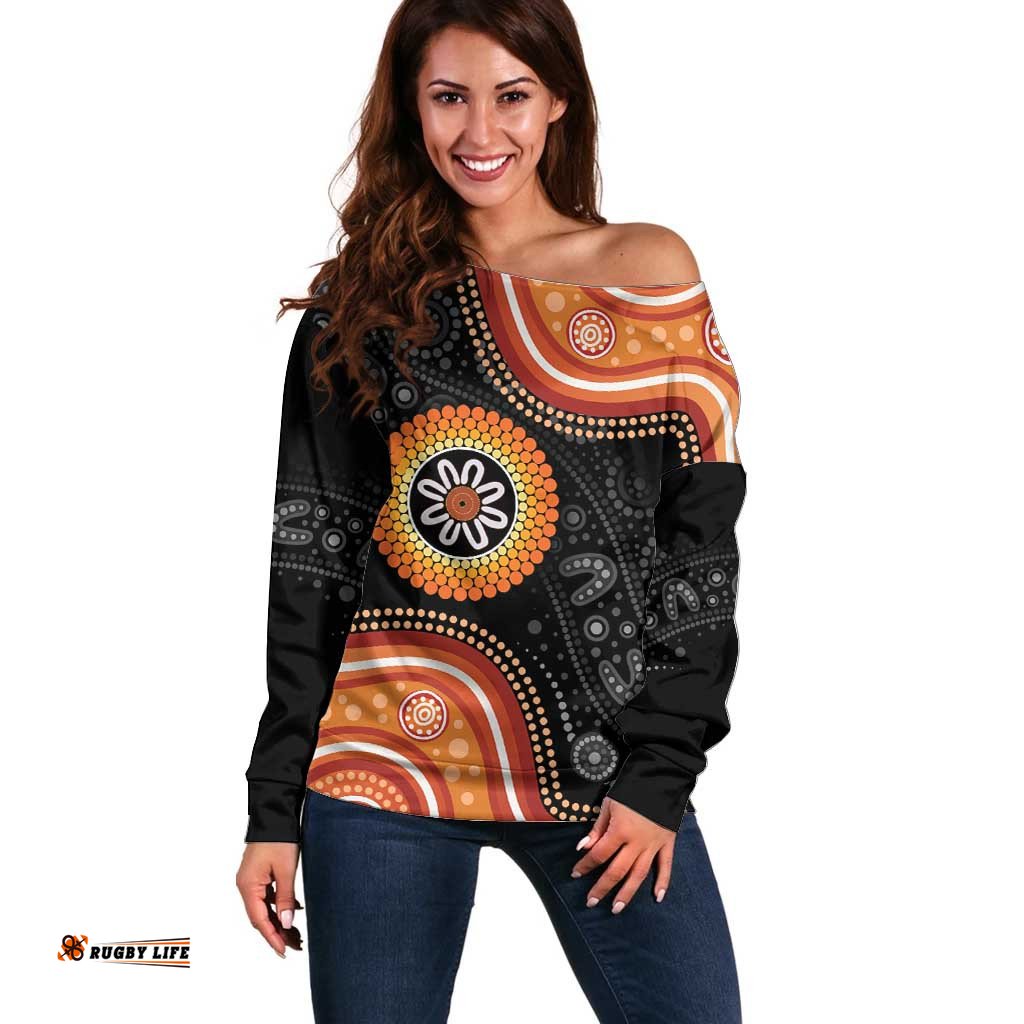 Australia Aboriginal Art Off Shoulder Sweater Indigenous Proud LT14