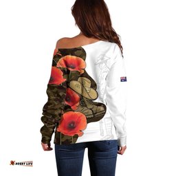 Australia ANZAC Day Off Shoulder Sweater Boots And Slouch Hat Lest We Forget LT14