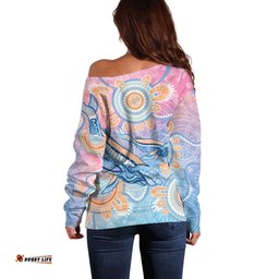 Aussie NAIDOC Week Pastel Off Shoulder Sweater Dreaming Whales LT7