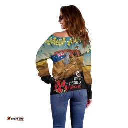 26 January One Proud Aussie Off Shoulder Sweater Kangaroo and Koala Happy Australia Day LT9