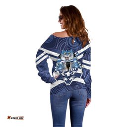 AFL Cats Football Personalised Off Shoulder Sweater Final Geelong Premiers Trophy Aboriginal LT14