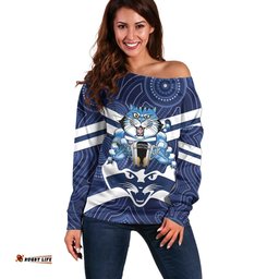 AFL Cats Football Personalised Off Shoulder Sweater Final Geelong Premiers Trophy Aboriginal LT14