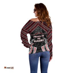 Aotearoa Off Shoulder Sweater Proud To Be Maori LT05