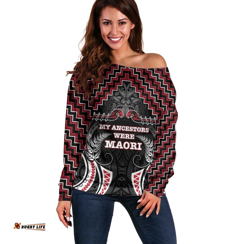 Aotearoa Off Shoulder Sweater Proud To Be Maori LT05