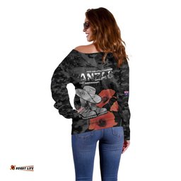 Australia 1915 Gallipoli ANZAC Off Shoulder Sweater 111th Anniversary Army Boots And Slouch Hat LT14