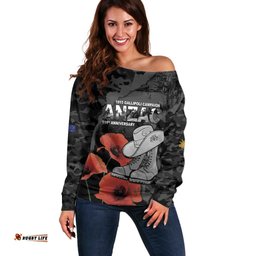 Australia 1915 Gallipoli ANZAC Off Shoulder Sweater 111th Anniversary Army Boots And Slouch Hat LT14