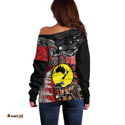 Aotearoa and Australia Toitu Te Tiriti Off Shoulder Sweater Honour the Treaty - Te Tiriti Is Us LT03