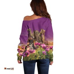 ANZAC Day Off Shoulder Sweater Lest We Forget The Animals Of War LT15