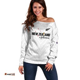 Custom Football New Zealand Off Shoulder Sweater Aotearoa United White Version LT01
