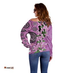 Australia Boronia Off Shoulder Sweater Aussie Native Flowers Indigenous Art LT14