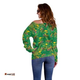 Australia Billy Buttons Off Shoulder Sweater Aussie Pycnosorus Kangaroo Seamless Style LT14