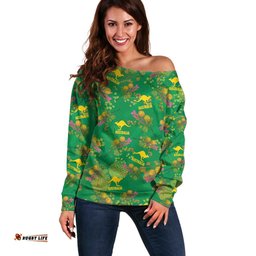 Australia Billy Buttons Off Shoulder Sweater Aussie Pycnosorus Kangaroo Seamless Style LT14