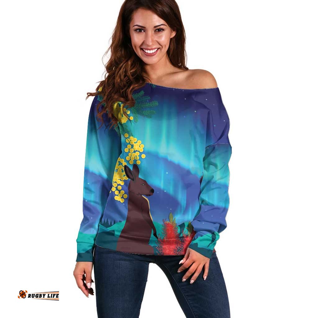 Australia Northern Lights Scenery Off Shoulder Sweater LT7