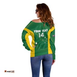 Custom Bowls Australia Off Shoulder Sweater National Color Curve Sporty LT14