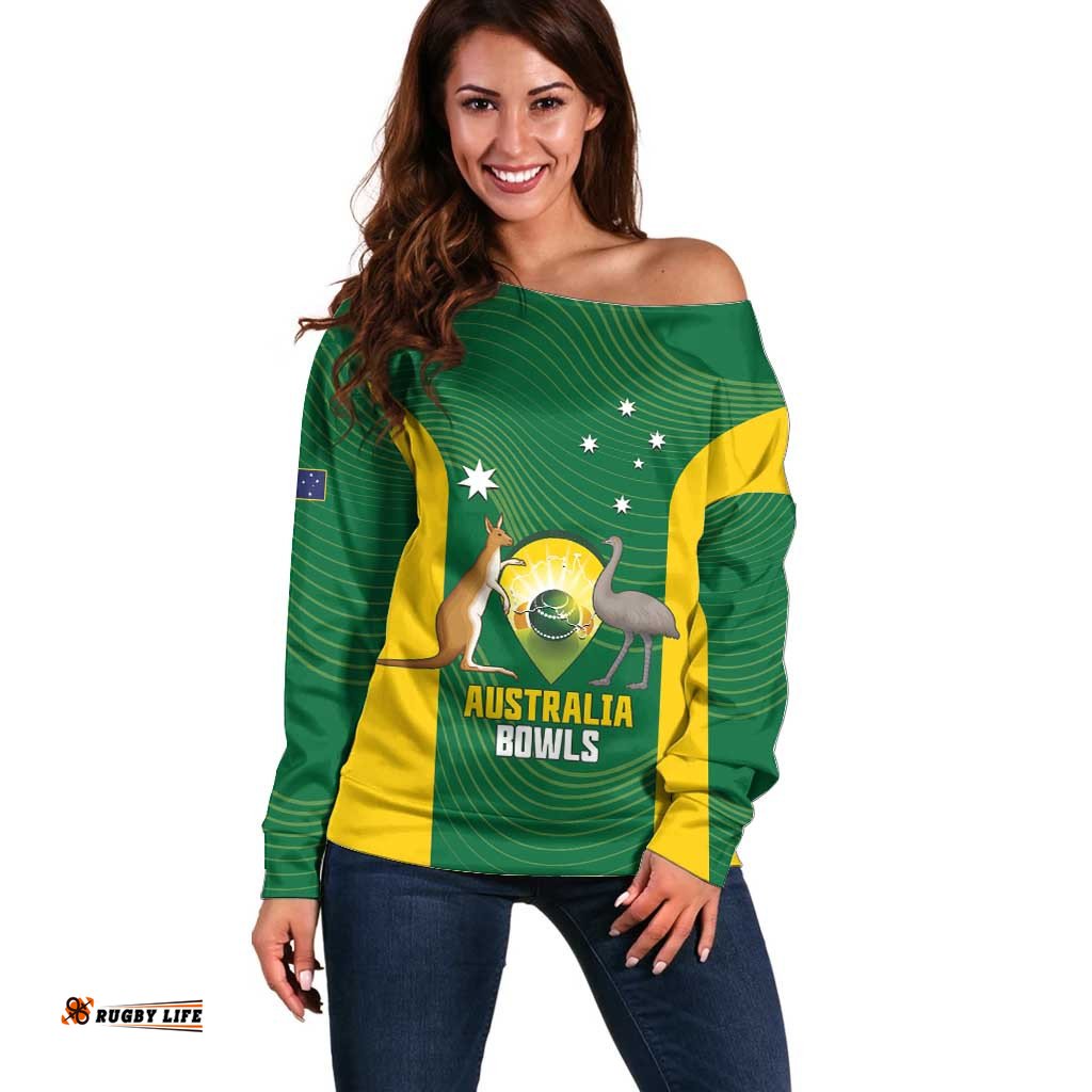 Custom Bowls Australia Off Shoulder Sweater National Color Curve Sporty LT14