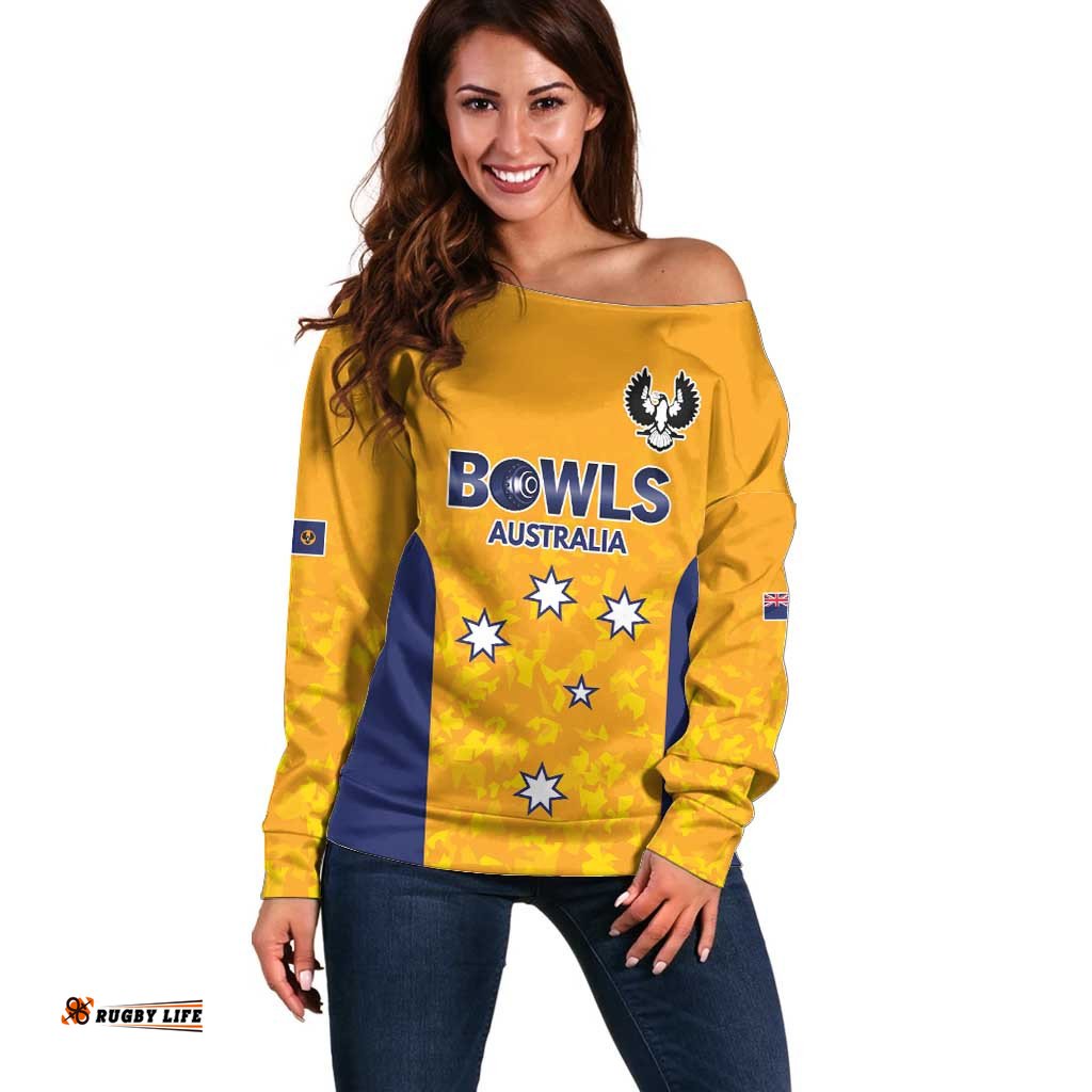 Australian South Australia Lawn Bowls Custom Off Shoulder Sweater Aussie Minimalist Style LT9