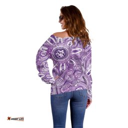 Australia Epilepsy Awareness Indigenous Off Shoulder Sweater Butterfly Aboriginal Art LT7